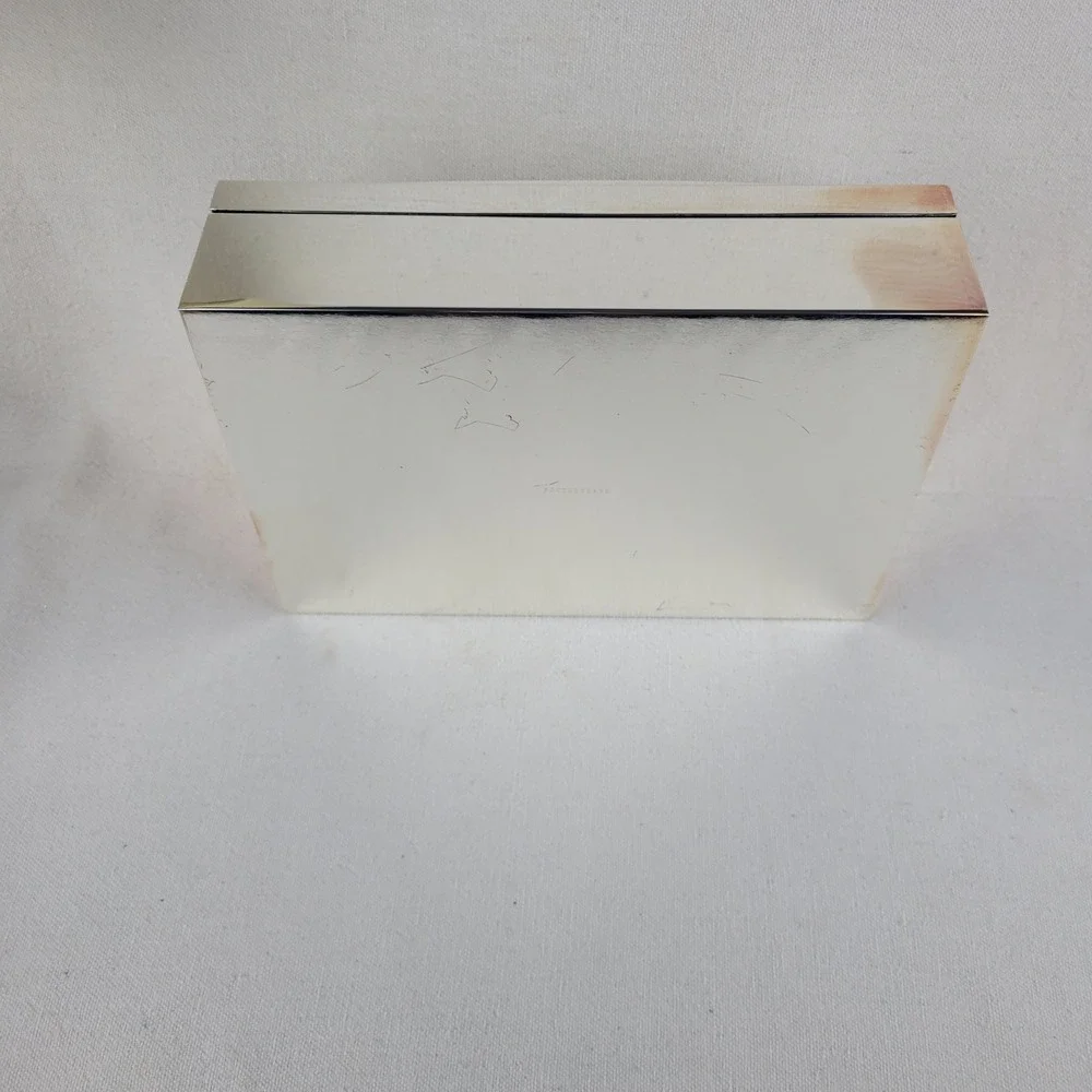 Pottery Barn Silver Tone Monogrammed Kelly Jewelry Box Large Black Velvet Lining